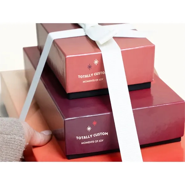 Fully custom chocolate indulgent 3 piece gift tower peppermint bark, cookies... from ASI 44897 Chocolate Chocolate