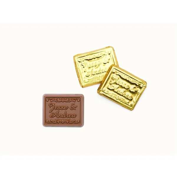 Fully custom chocolate in bite-sized foil-wrapped rectangles.... from ASI 44897 Chocolate Chocolate / Chocolate Chocolate