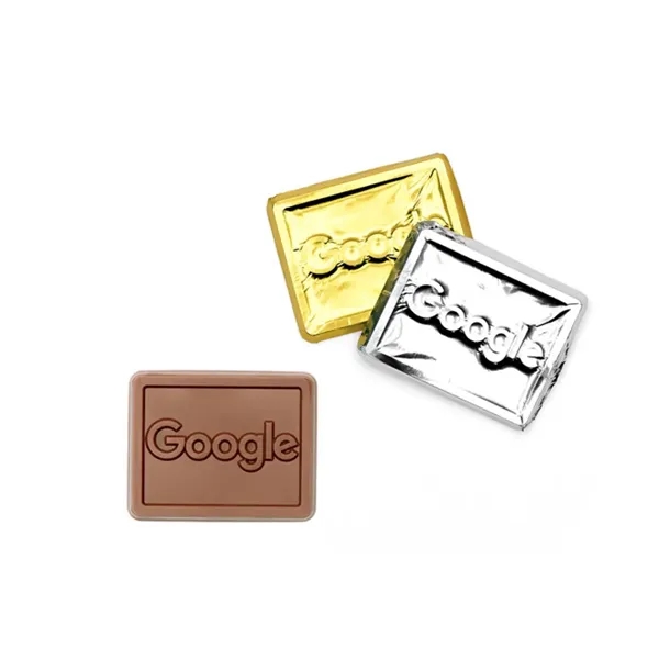 Fully custom chocolate in bite-sized foil-wrapped rectangles.... from ASI 44897 Chocolate Chocolate / Chocolate Chocolate