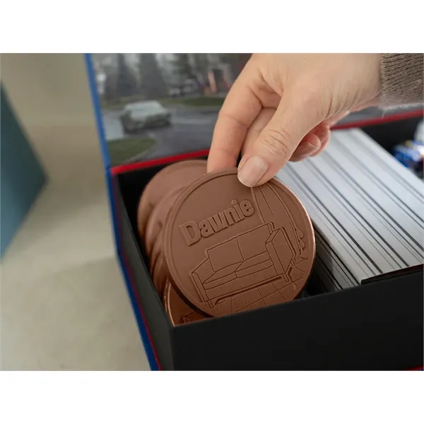 Chocolate gift box featuring engraved cookies, wrapper bars, and gourmet truffles.... from ASI 44897 Chocolate Chocolate