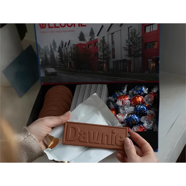Chocolate gift box featuring engraved cookies, wrapper bars, and gourmet truffles.... from ASI 44897 Chocolate Chocolate