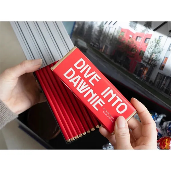 Chocolate gift box featuring engraved cookies, wrapper bars, and gourmet truffles.... from ASI 44897 Chocolate Chocolate