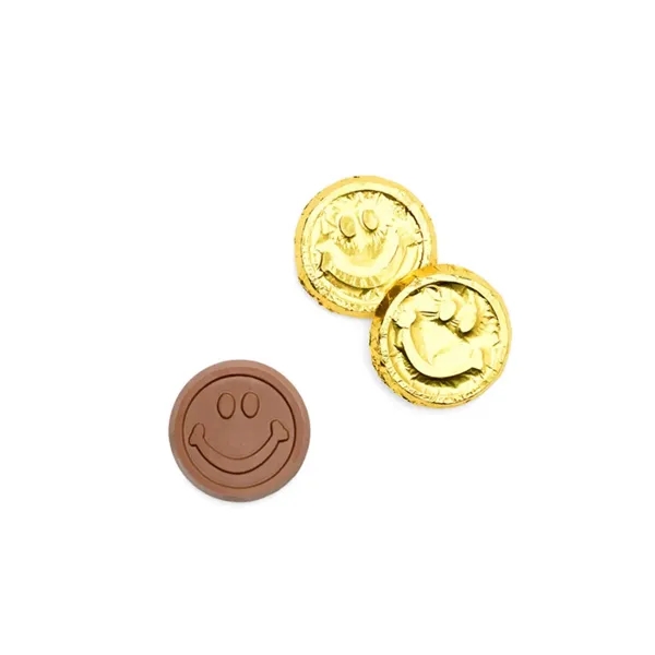 Milk chocolate smiley face coins in gold foil.... from ASI 44897 Chocolate Chocolate