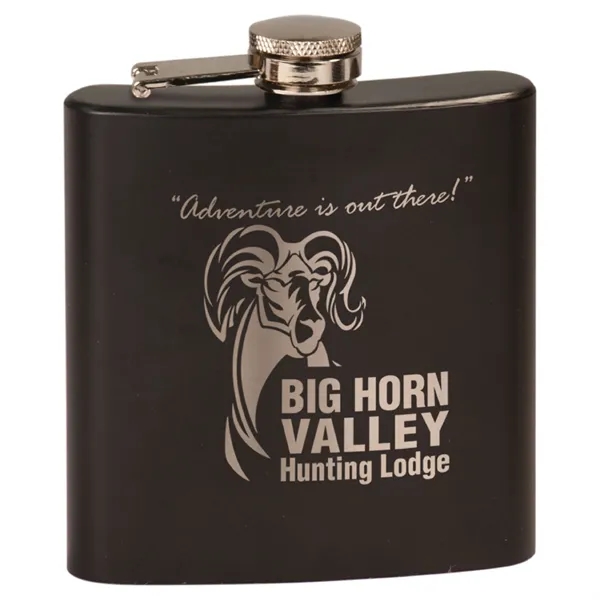 6 oz. black stainless steel flask with laser engraving; individually boxed.... from ASI 74601 Calico