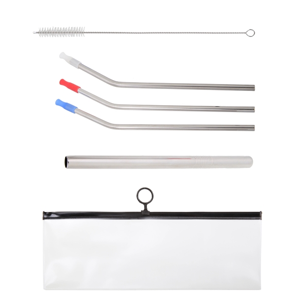 6-pc Stainless Steel Straw Set w/ Pouch.... from ASI 46755 Cosmo Promos