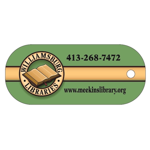 Oblong key tag produced in 30 mil thickness.... from ASI 75629 PSI Plastic Graphics