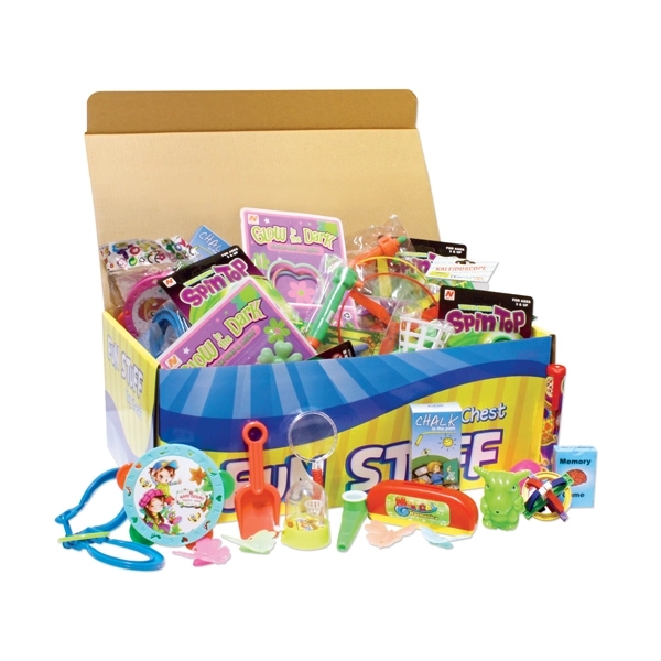 Cardboard treasure chest filled with 100 individually wrapped toys. Blank.... from ASI 98360 WOWLine / WOWLine®