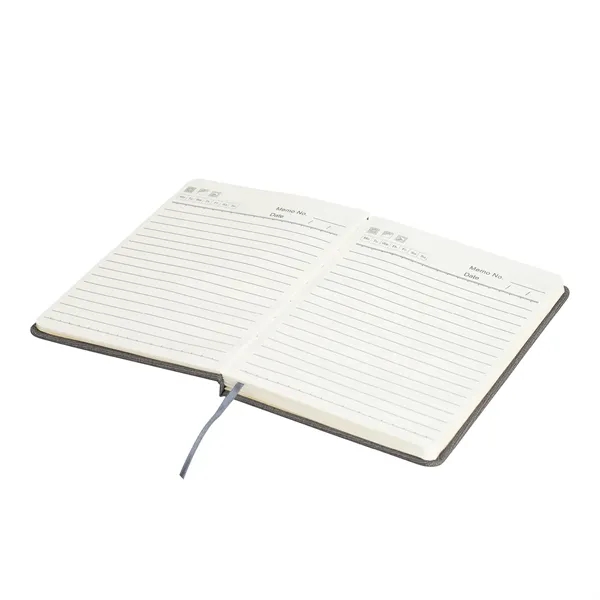 Journal gift set featuring a journal with textured grey cover and... from ASI 67866 Logomark/Valumark