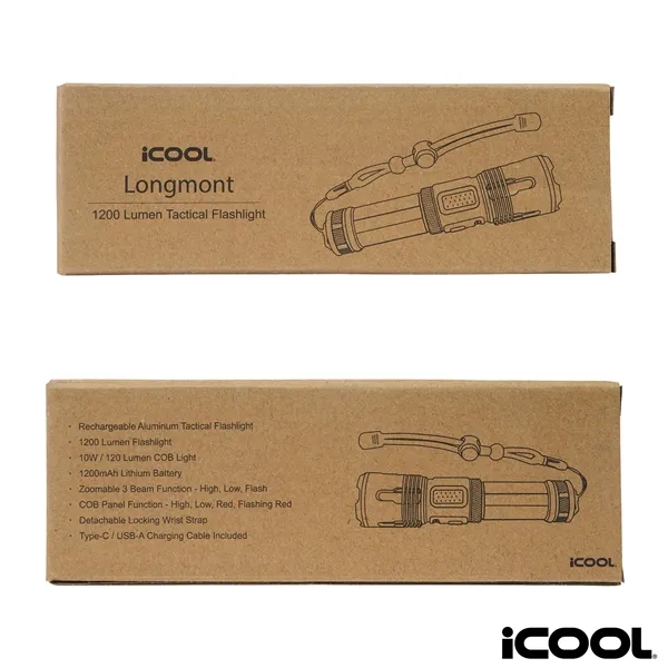 iCOOL® Longmont Rechargeable 1000-Lumen Aluminum Tactical...... from ASI 67866 Logomark/Valumark