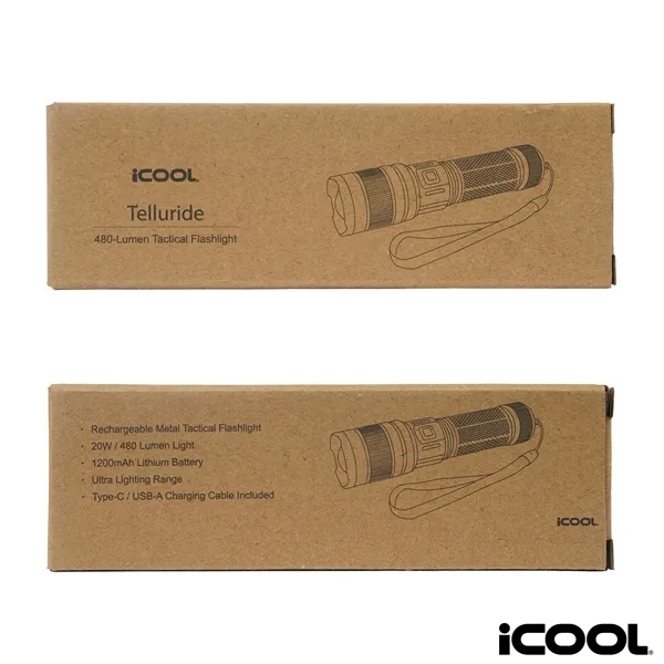 iCOOL® Telluride Rechargeable 480-Lumen Aluminum Tactical...... from ASI 67866 Logomark/Valumark