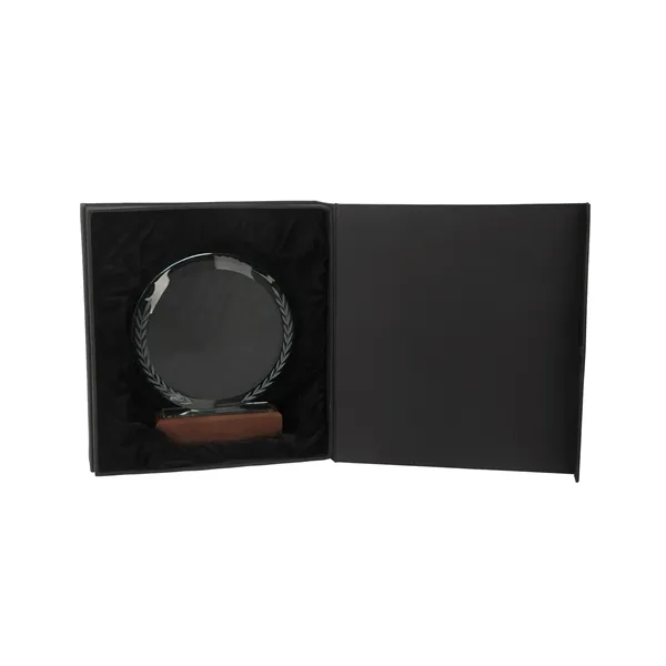 Redondo Crystal Award with Wood Base... from ASI 67866 Logomark/Valumark