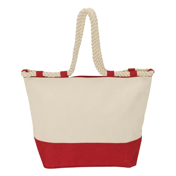 6.5" x 13.5" x 13.5" cotton canvas and jute tote bag;... from ASI 67866 Logomark/Valumark