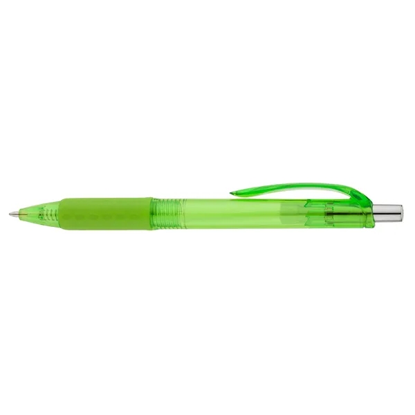 Plunger action ballpoint pen with translucent body, matching rubber grip and... from ASI 67866 Logomark/Valumark / Valumark™