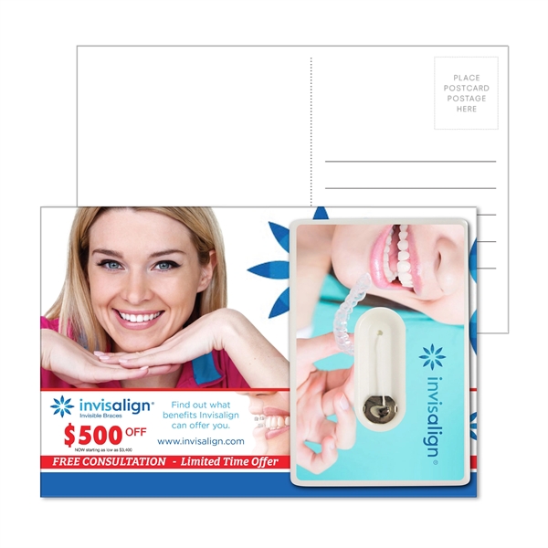 Customizable 6" x 4" direct-mail postcard with credit card-style dental floss... from ASI 90807 Tekweld