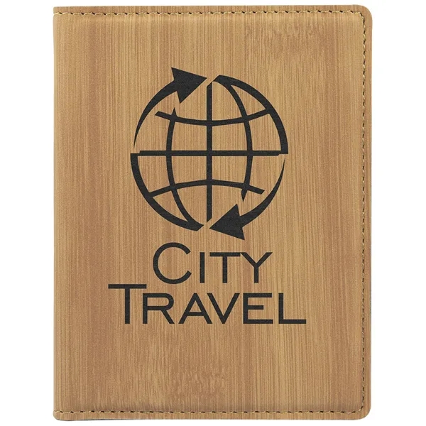 4 1/2" x 5 1/2" PU leather bamboo-style passport holder with... from ASI 74601 Calico