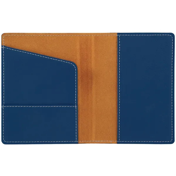 4 1/2" x 5 1/2" blue and silver PU leatherette passport... from ASI 74601 Calico