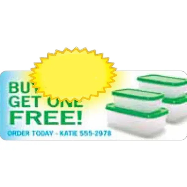 Rectangle-shaped printed label available in multiple sizes for attracting customers.... from ASI 66040 Label Works / Label Works®