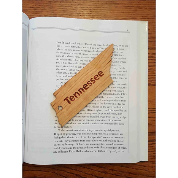 1.5" x 6" hardwood bookmark with laser engraving, Tennessee state name... from ASI 92531 Unique Custom Products / UCP