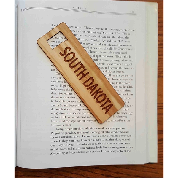 1.5" x 6" hardwood bookmark with laser engraving, South Dakota state... from ASI 92531 Unique Custom Products / UCP