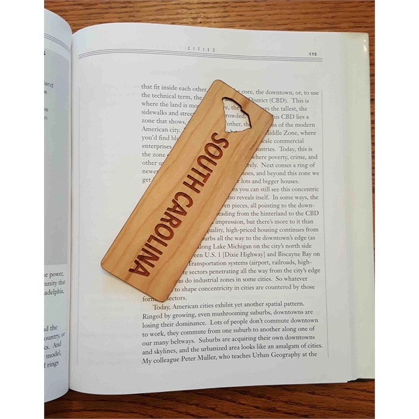 1.5" x 6" hardwood bookmark with laser engraving, South Carolina state... from ASI 92531 Unique Custom Products / UCP