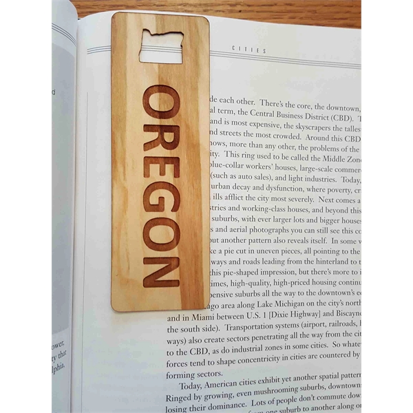 1.5" x 6" hardwood bookmark with laser engraving, Oregon state name... from ASI 92531 Unique Custom Products / UCP