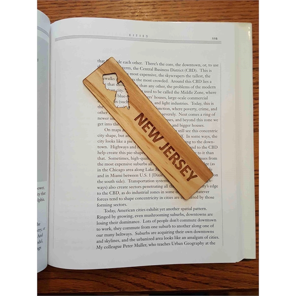 1.5" x 6" hardwood bookmark with laser engraving, New Jersey state... from ASI 92531 Unique Custom Products / UCP