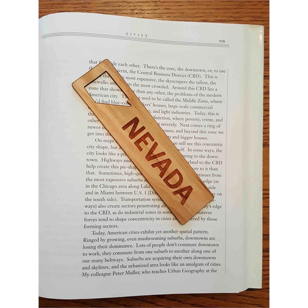 1.5" x 6" hardwood bookmark with laser engraving, Nevada state name... from ASI 92531 Unique Custom Products / UCP