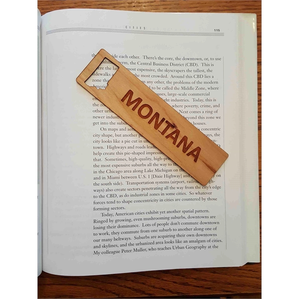 1.5" x 6" hardwood bookmark with laser engraving, Montana state name... from ASI 92531 Unique Custom Products / UCP
