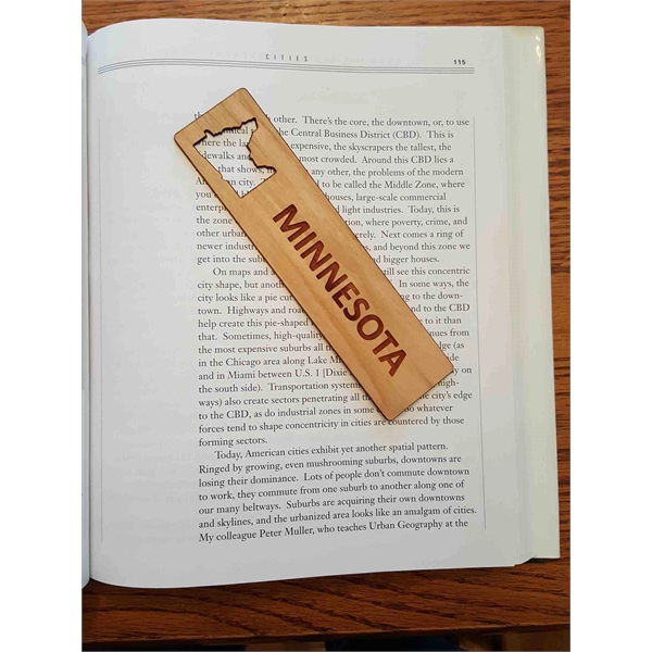 1.5" x 6" hardwood bookmark with laser engraving, Minnesota state name... from ASI 92531 Unique Custom Products / UCP