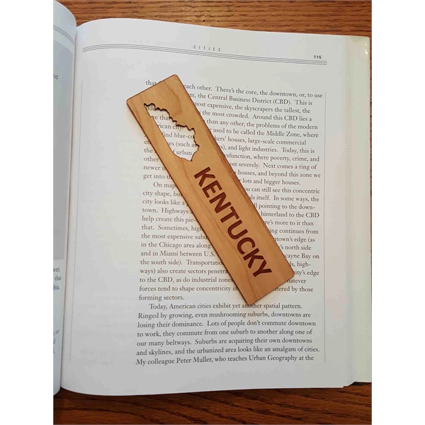 1.5" x 6" hardwood bookmark with laser engraving, Kentucky state name... from ASI 92531 Unique Custom Products / UCP
