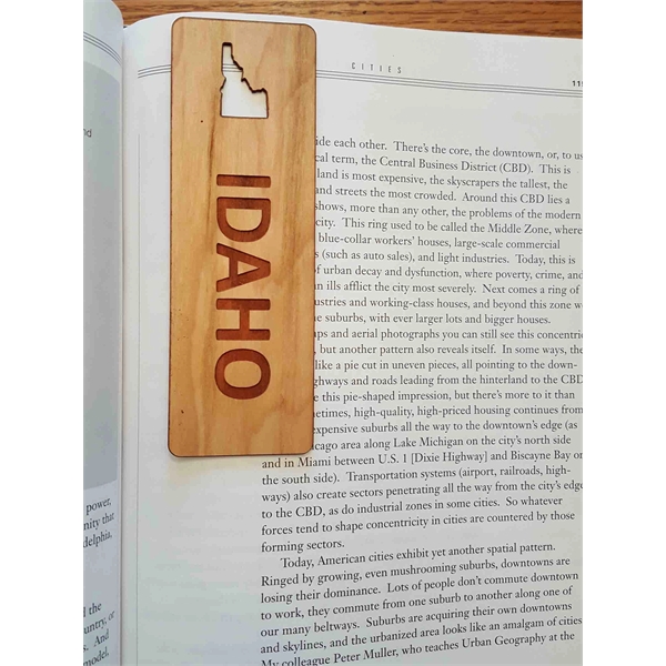 1.5" x 6" hardwood bookmark with laser engraving, Idaho state name... from ASI 92531 Unique Custom Products / UCP