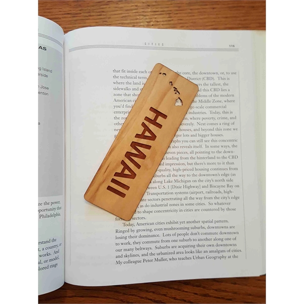 1.5" x 6" hardwood bookmark with laser engraving, Hawaii state name... from ASI 92531 Unique Custom Products / UCP
