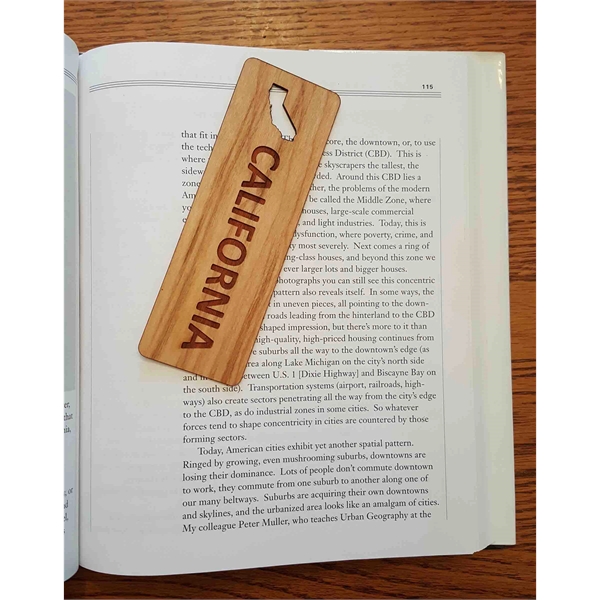 1.5" x 6" hardwood bookmark with laser engraving, California state name... from ASI 92531 Unique Custom Products / UCP