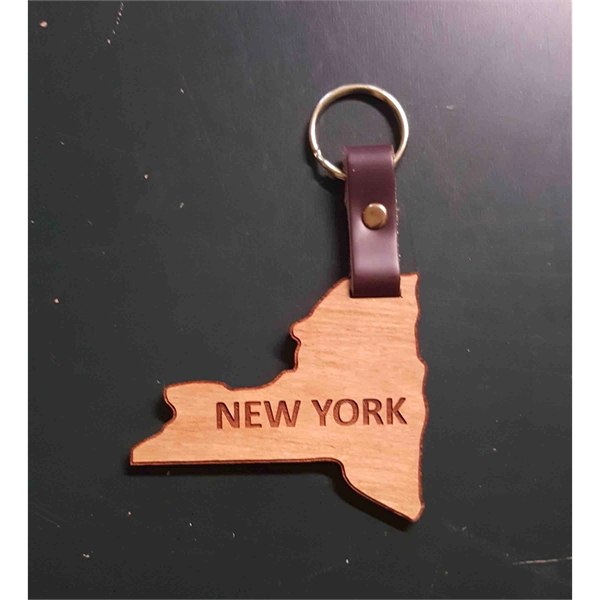 2" New York shaped hardwood keychains with laser engraving; USA-made product.... from ASI 92531 Unique Custom Products / UCP