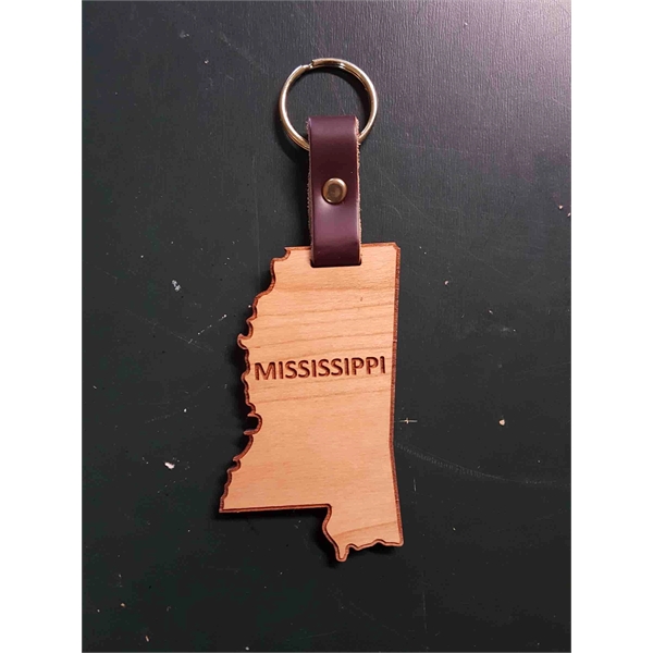 2" Mississippi shaped hardwood keychains with laser engraving; USA-made product.... from ASI 92531 Unique Custom Products / UCP