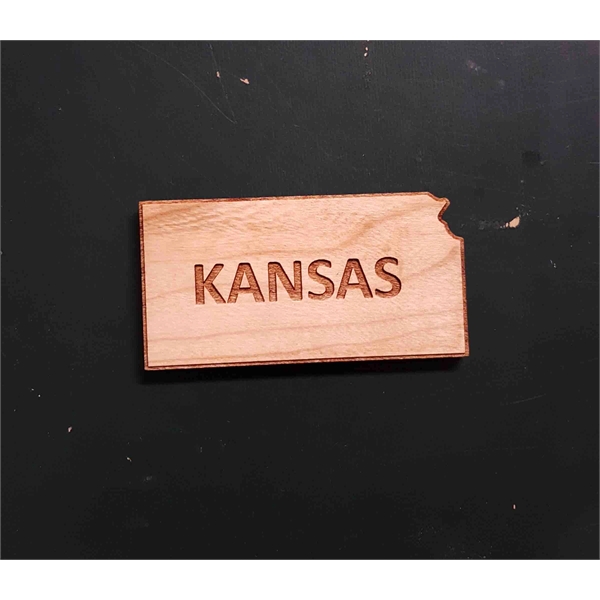 2" hardwood magnets featuring the shape of the State of Kansas;... from ASI 92531 Unique Custom Products / UCP