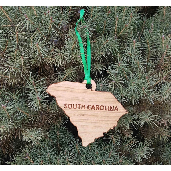 3.5" solid hardwood ornament featuring the shape of the State of... from ASI 92531 Unique Custom Products / UCP