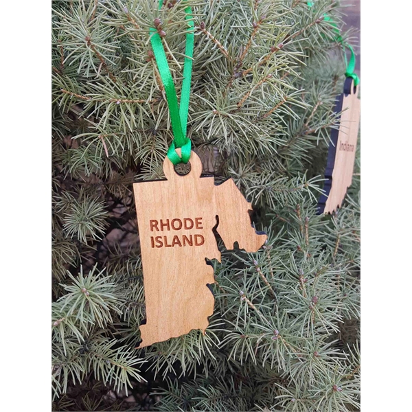 3.5" solid hardwood ornament featuring the shape of the State of... from ASI 92531 Unique Custom Products / UCP