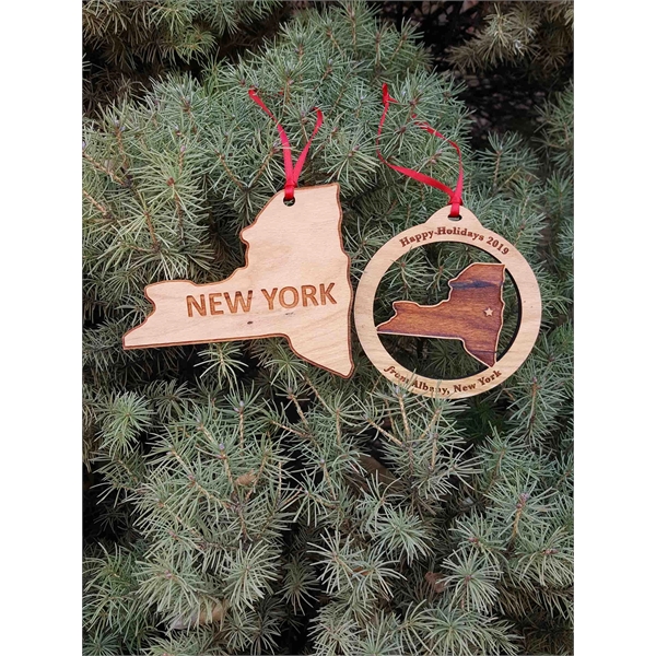 3.5" solid hardwood ornament featuring the shape of the State of... from ASI 92531 Unique Custom Products / UCP