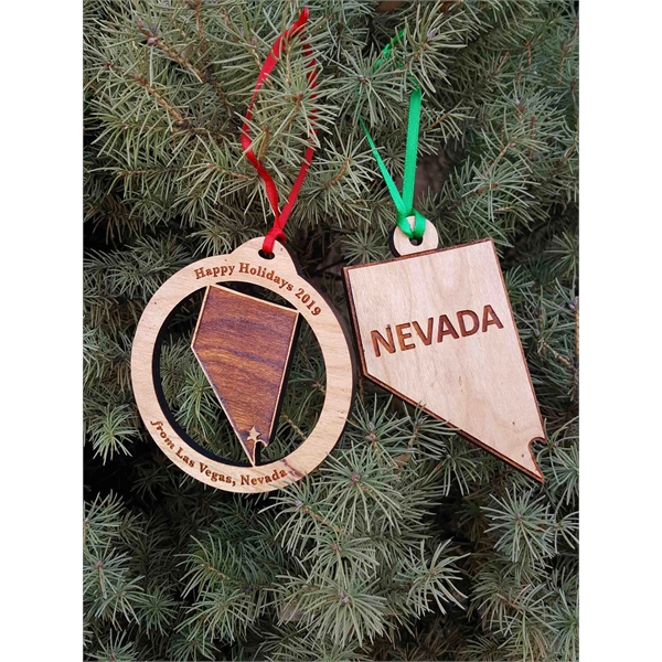 3.5" solid hardwood ornament featuring the shape of the State of... from ASI 92531 Unique Custom Products / UCP