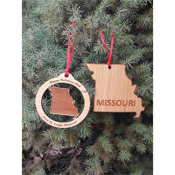 3.5" solid hardwood ornament featuring the shape of the State of... from ASI 92531 Unique Custom Products / UCP