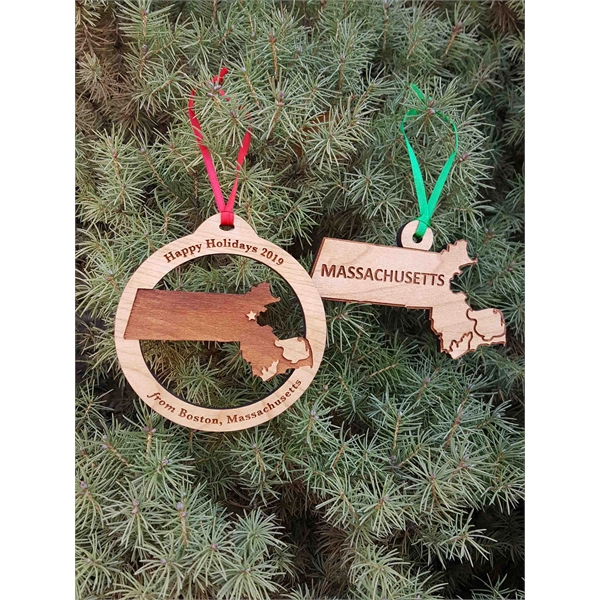 3.5" solid hardwood ornament featuring the shape of the State of... from ASI 92531 Unique Custom Products / UCP
