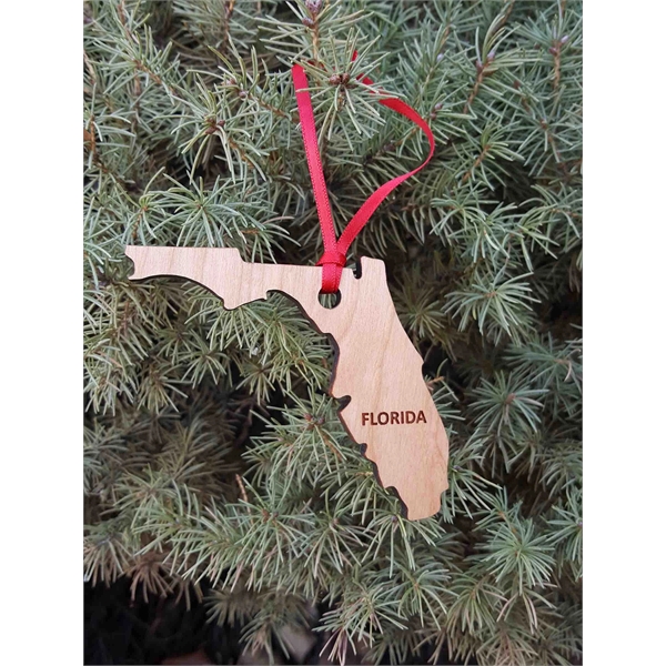 3.5" solid hardwood ornament featuring the shape of the State of... from ASI 92531 Unique Custom Products / UCP