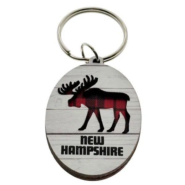 MDF moose and bear oval key chains.... from ASI 40610 Perry Blackburne Inc