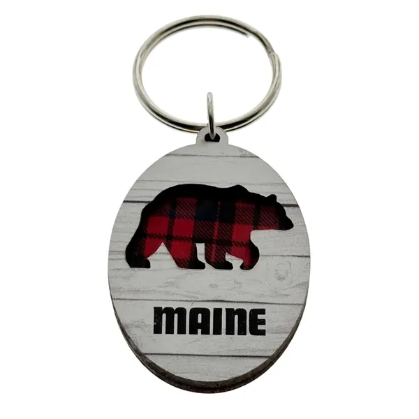 MDF moose and bear oval key chains.... from ASI 40610 Perry Blackburne Inc
