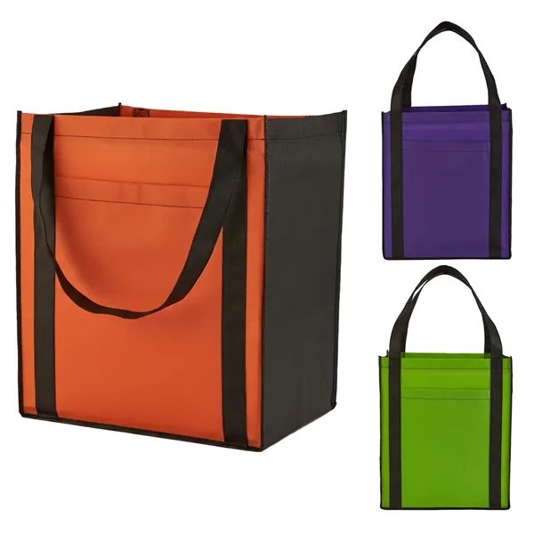 Large non-woven grocery tote bag with pocket and 1 color silkscreen... from ASI 37218 Athena Promo (tm)