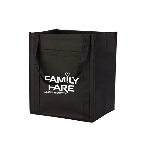 Large non-woven grocery tote bag with pocket and 1 color silkscreen... from ASI 37218 Athena Promo (tm)