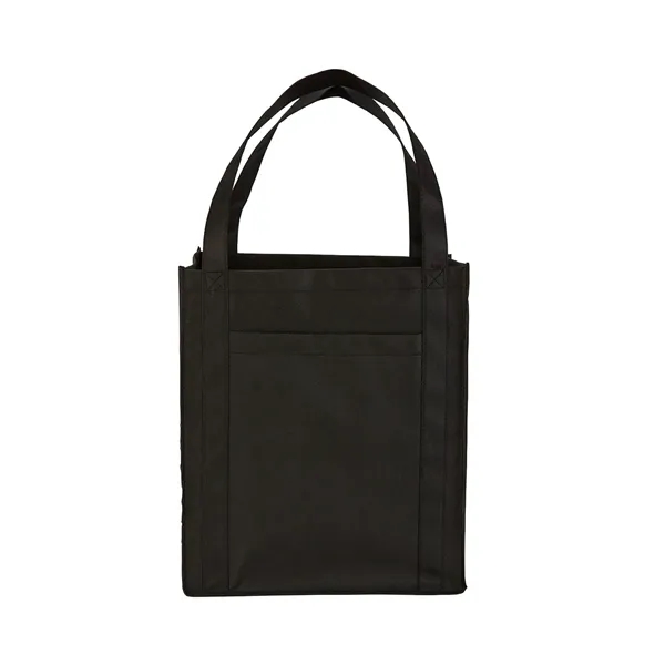 Large non-woven grocery tote bag with pocket and 1 color silkscreen... from ASI 37218 Athena Promo (tm)