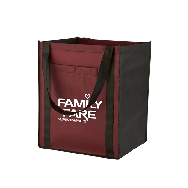 Large non-woven grocery tote bag with pocket and 1 color silkscreen... from ASI 37218 Athena Promo (tm)