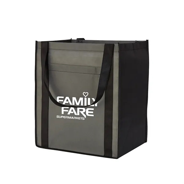 Large non-woven grocery tote bag with pocket and 1 color silkscreen... from ASI 37218 Athena Promo (tm)